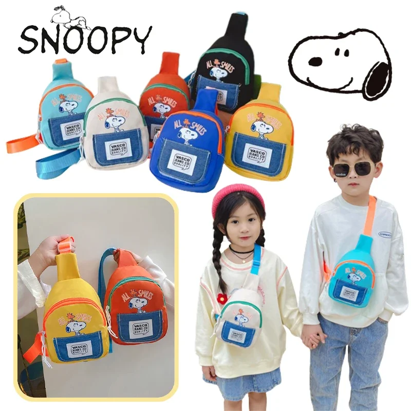 

Snoopy Children Chest Bag Fashion New Solid Color Boys Chest Bag Outdoor Casual Girls Cartoon One Shoulder Crossbody Bag Gifts