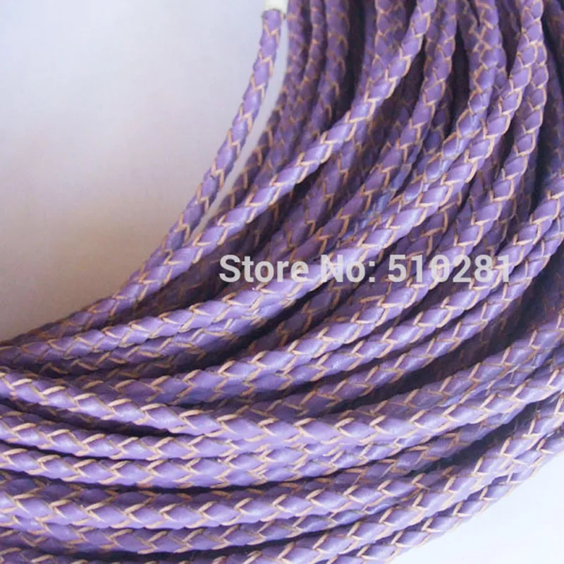 DIY 3mm 50meter high-quality purple braid leather cord jewelry cord