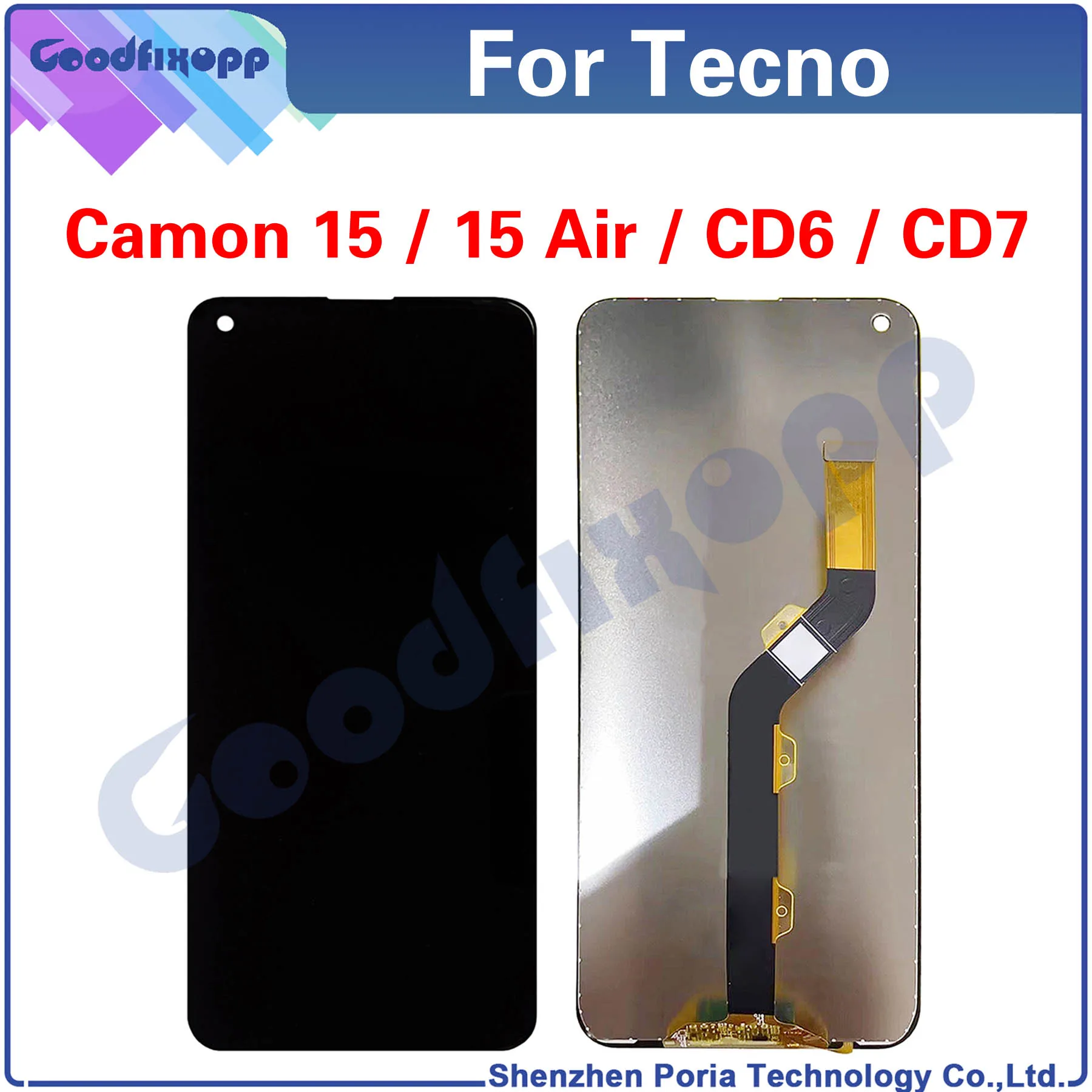 

100% Test For Tecno Camon 15 Air CD6 CD6S CD7 Camon15Air Camon15 LCD Display Touch Screen Digitizer Assembly Replacement