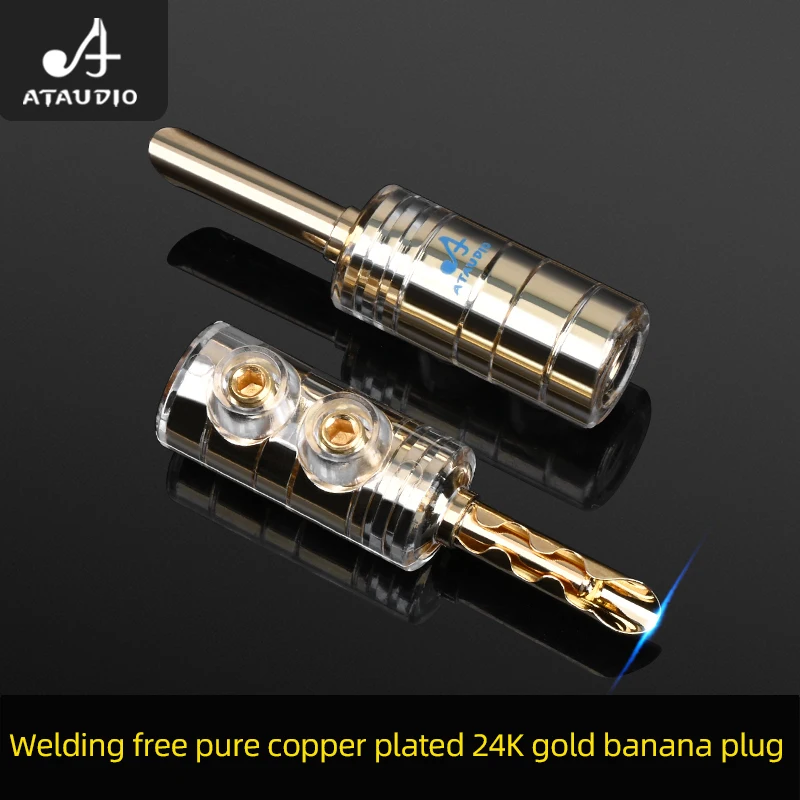 

8PCS Hifi Banana plug 24K Gold Plated Welding Free 4mm Audio Speaker Cable Banana Connector for AMP Player Speaker Cable