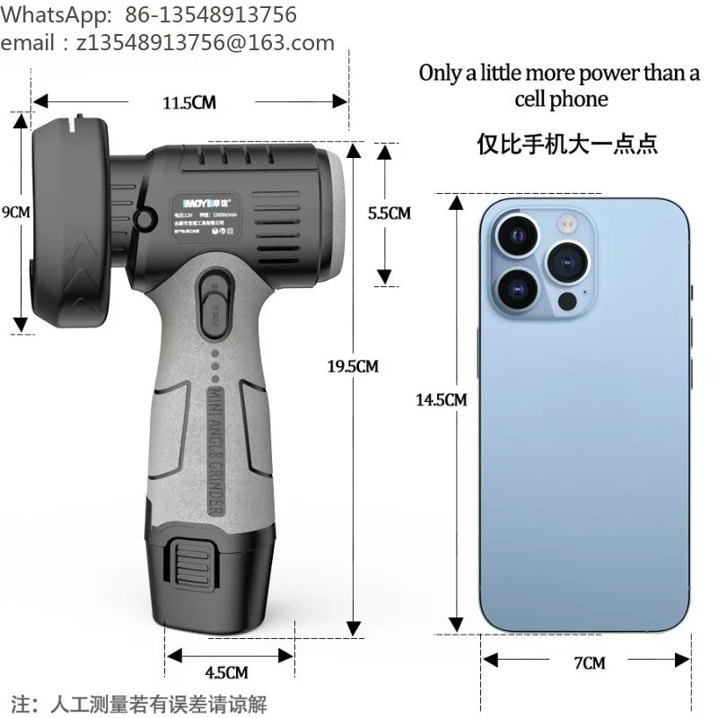12V Cordless Mini Brushed Angle Grinder Portable Lithium Grinder for Cutting Grinding Polishing