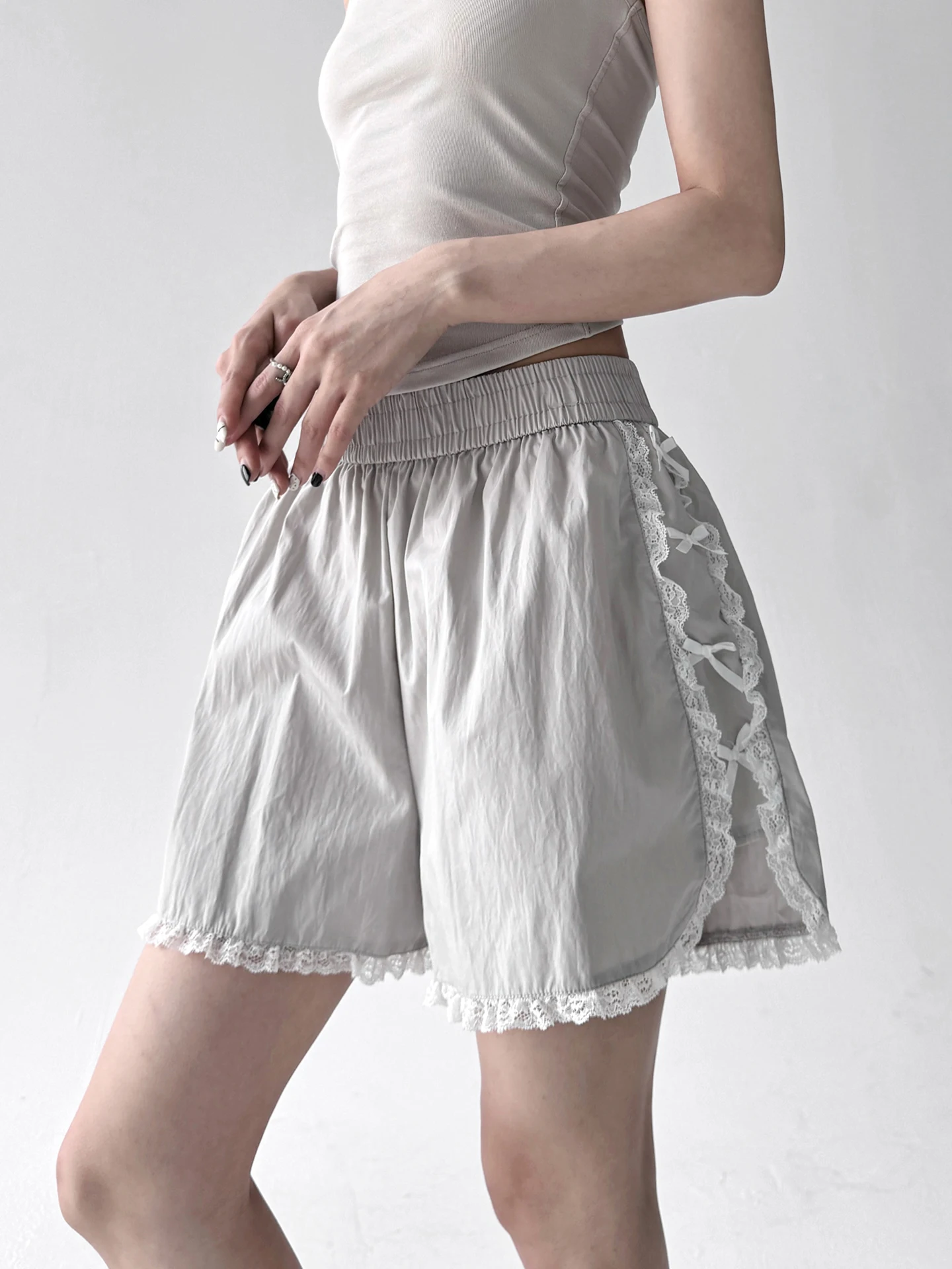 Verão 2025 feminino solto esportes calças casuais dstring cintura alta perna larga ort orts confortável efeito de emagrecimento