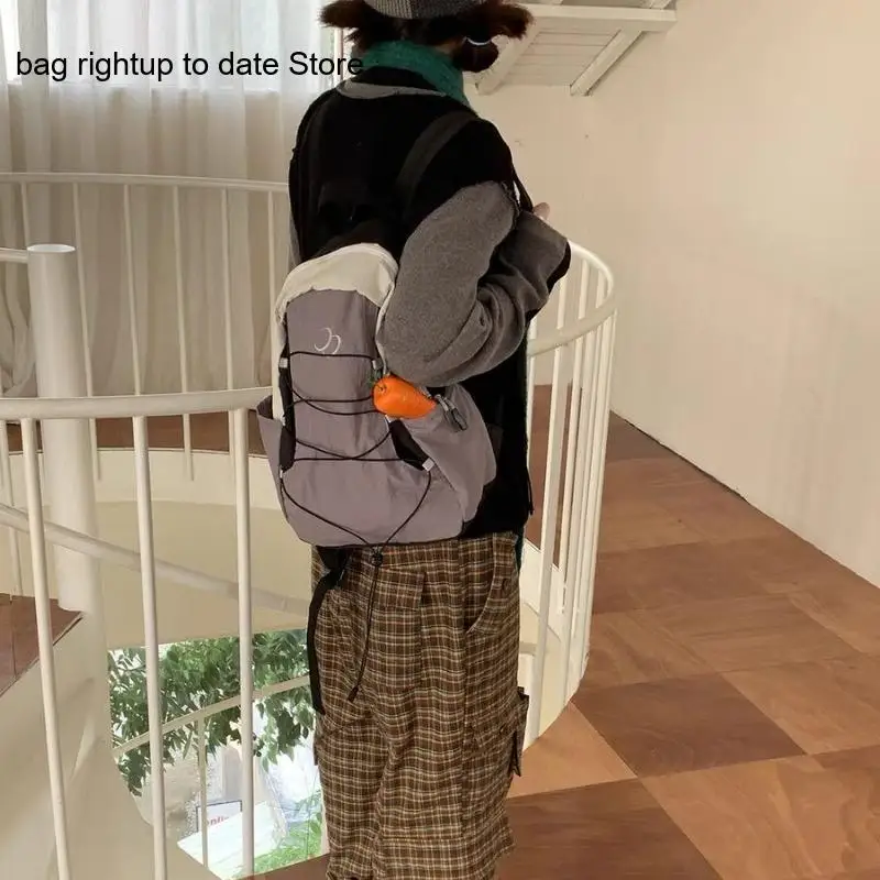 Casual Contrast Color Backpack Vintage Streetwear Simple School Book Bag for Women Commuting and Daily Use