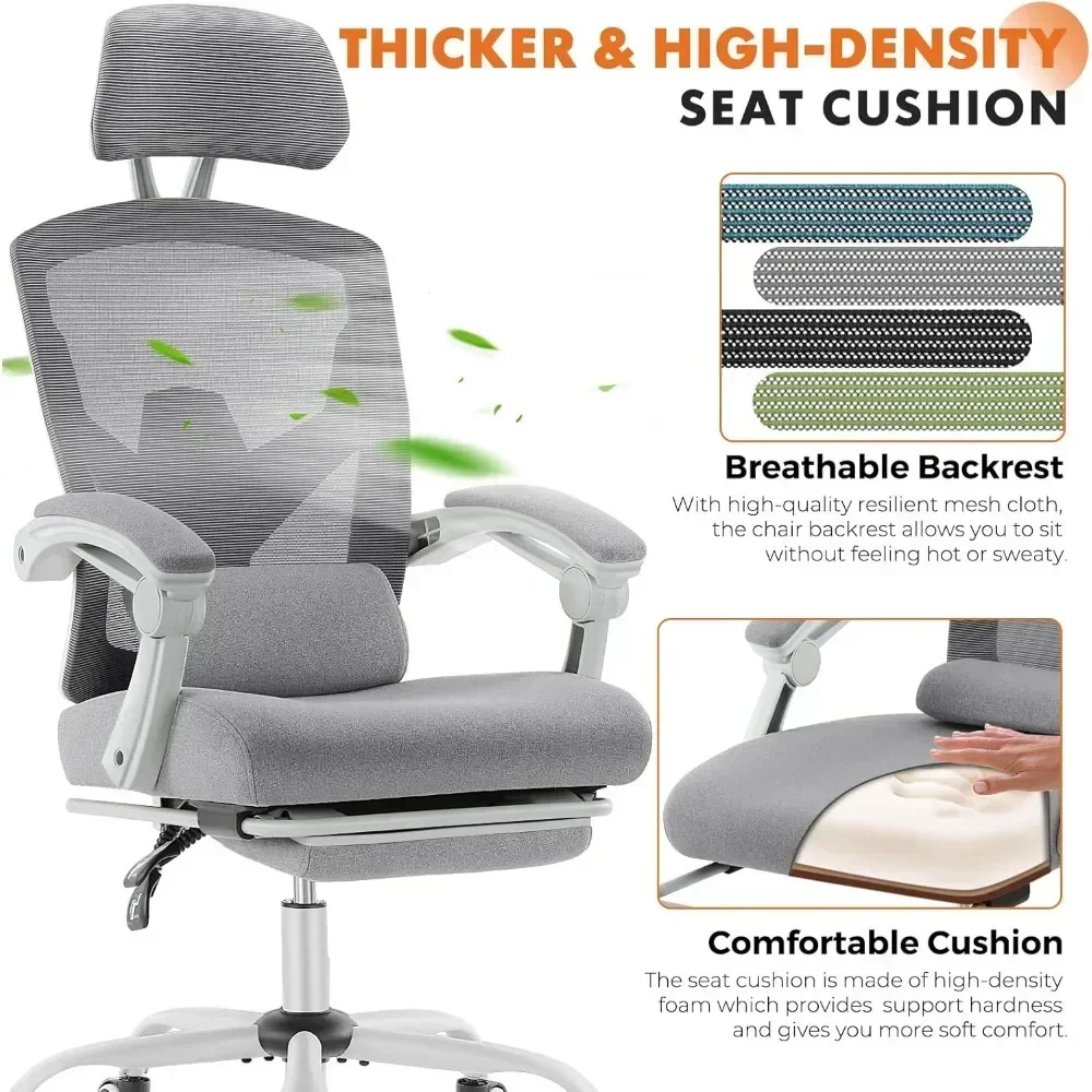 Office Computer Desk Chair, Ergonomic High-Back Mesh Rolling Work Swivel Chairs with Wheels, Comfortable Lumbar Support