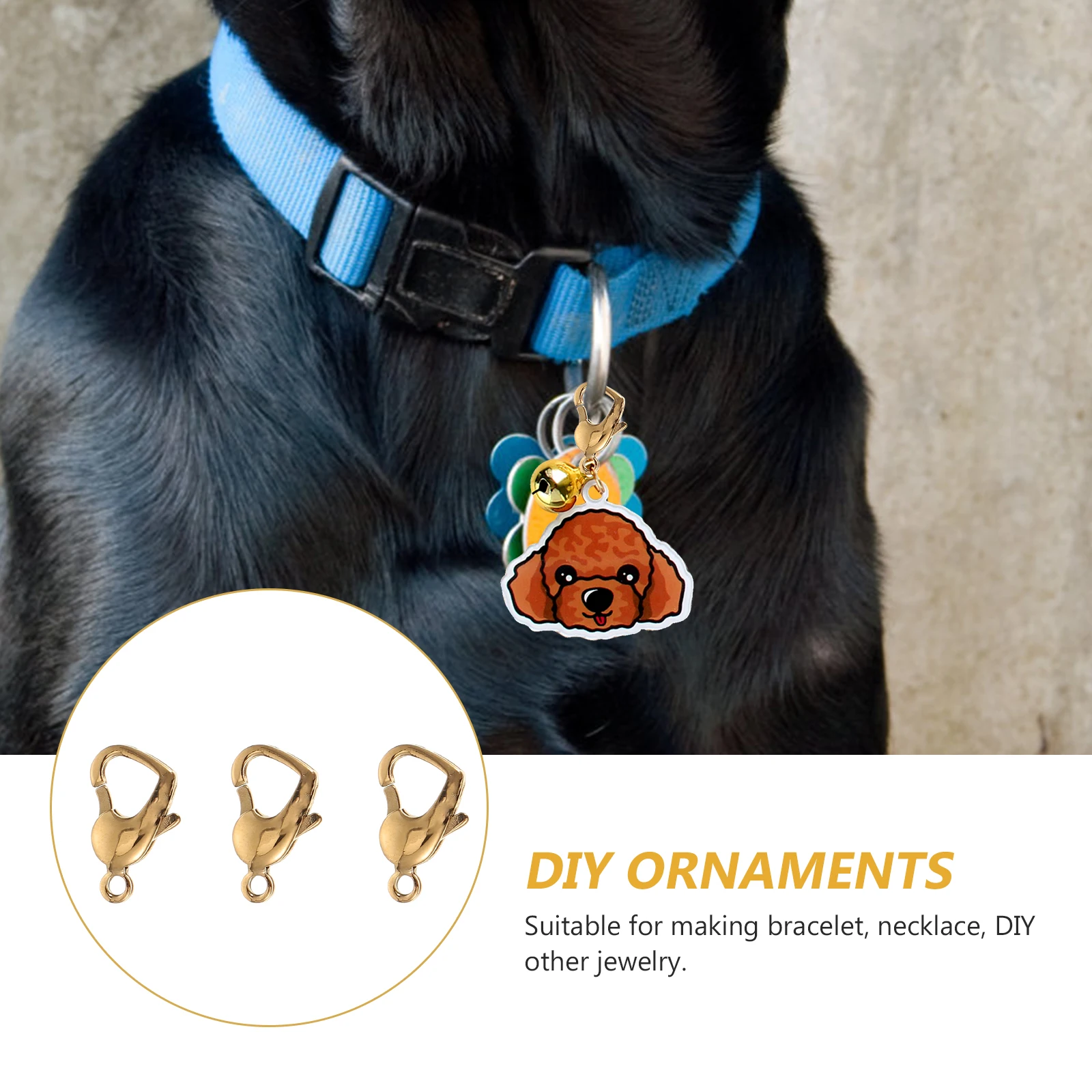 

3pcs Golden Circle Buckle Clasp for Necklace Bracelet DIY Jewelry Making Accessories Stainless Steel Pet Dog Clasp Craft