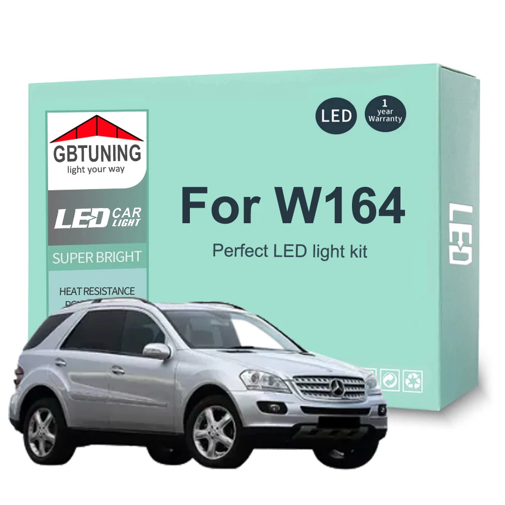 19szt Canbus LED Żarówka wewnętrzna Akcesoria do Mercedes Benz M ML Class W164 ML350 ML450 ML500 2006-2011 Samochodowa lampa wewnętrzna