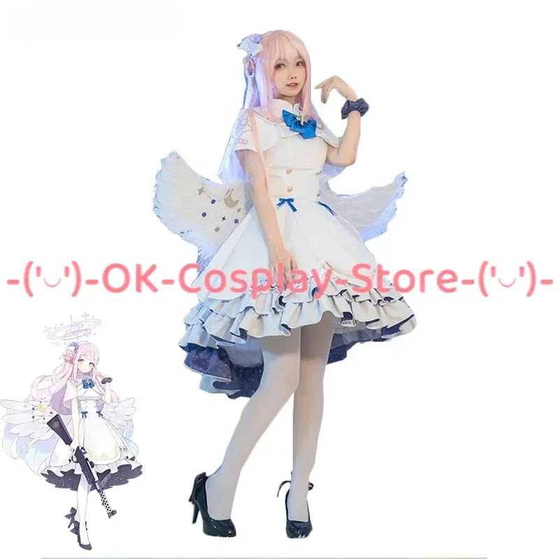 

Game Blue Archive Misono Mika Cosplay Costume Women Cute White Dress Halloween Party Suit Anime Outfits Custom Made