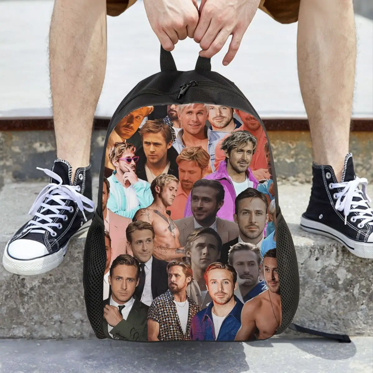 Ryan Gosling Photo Collage Backpack Daypack Large Capacity Kids BookBag School Bag Shoulder Bags for Men Women
