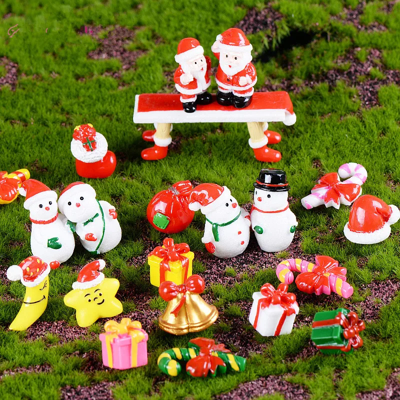 100 Kawaii Cartoon Resin Gift Box Snowman Crutches Cabochon Flatback Diy Center Crafts Christmas Decoration Doll House Accessory