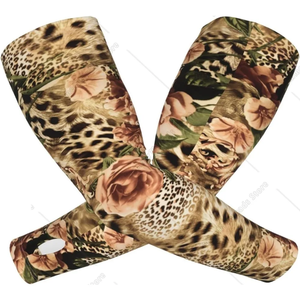 Manicotto di compressione con stampa leopardata a righe per protezione da baseball Copri braccioli Agricoltore Sport all'aria aperta Corsa