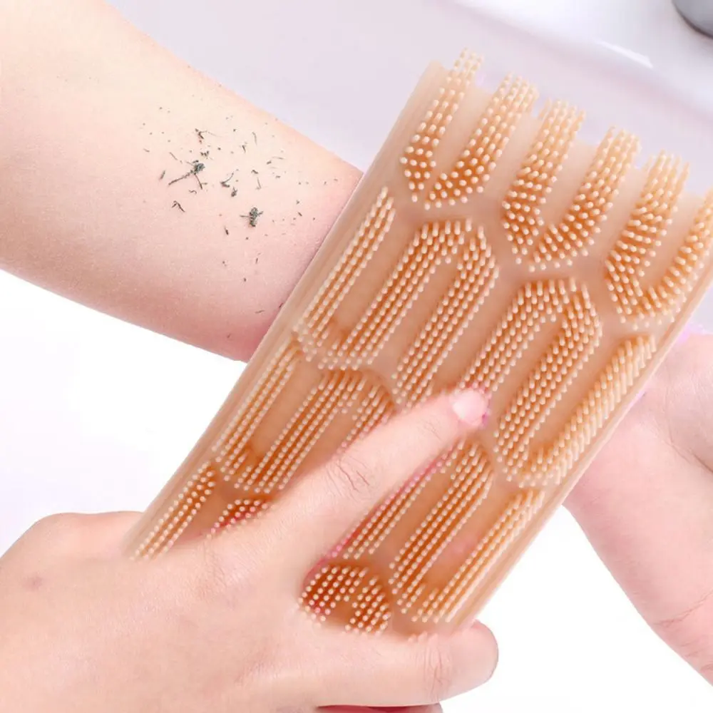 Long Strip Silicone Back Scrubber Towel Double-sided Foldable Bath Rub Towel with Double Handle Extended Bath Scrubber Belt Body