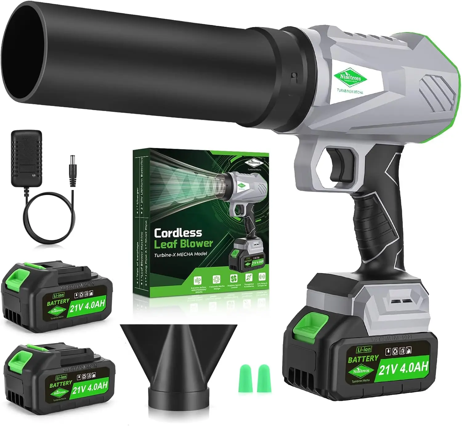 

Cordless Leaf Blower with Battery & Charger, 1000,000 RPM, 395CFM Airflow, Lightweight Handheld Design