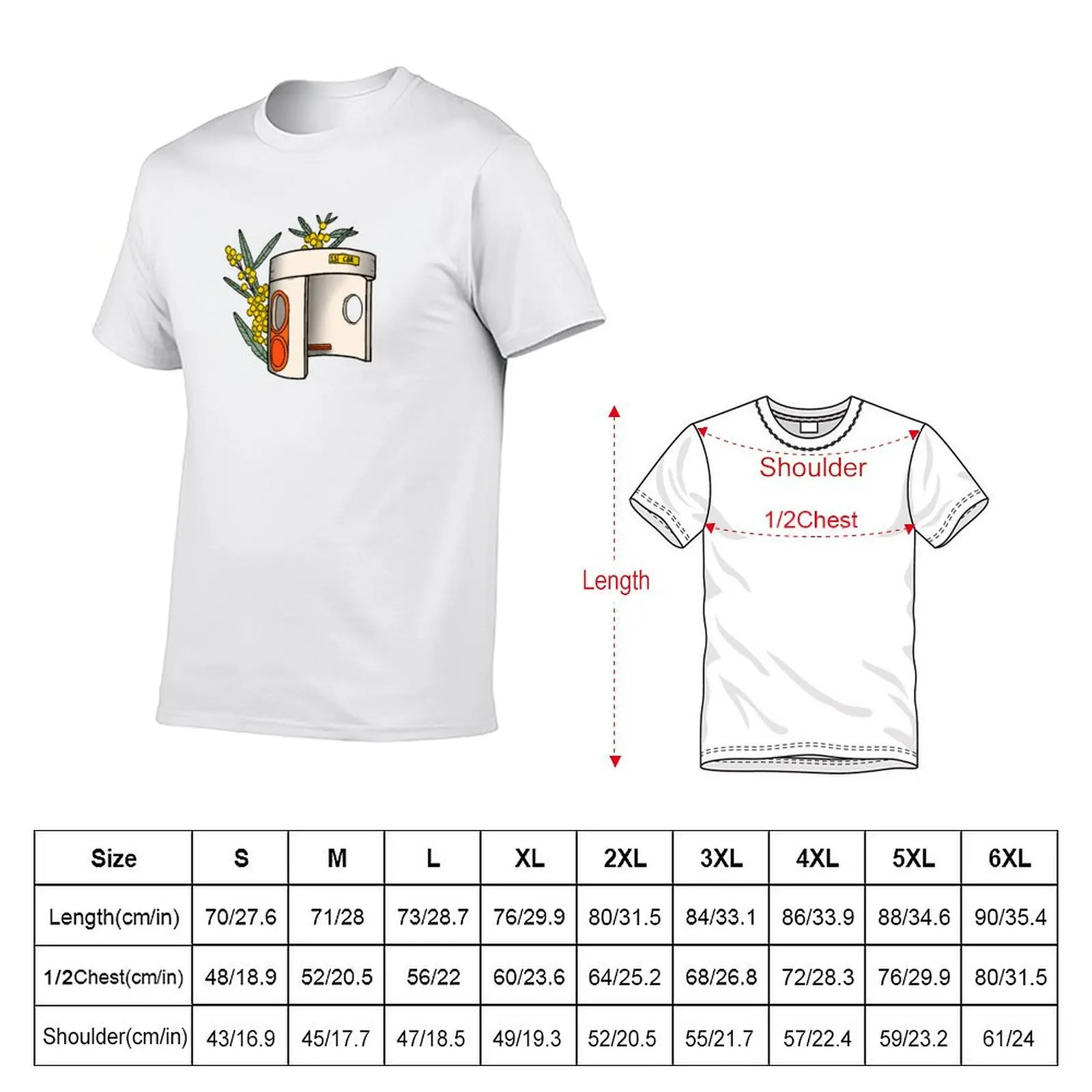 Canberra Bus Stop with Wattle Flowers T-Shirt Work Utility Short Sleeve Shirt