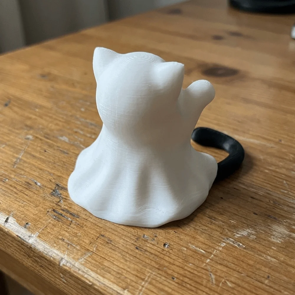 3D-printed Halloween Kitten Ghost Ornament Hand-Raising Posture Plastic Ghost Cat Figurine Mini Halloween Cat Desk Figurine