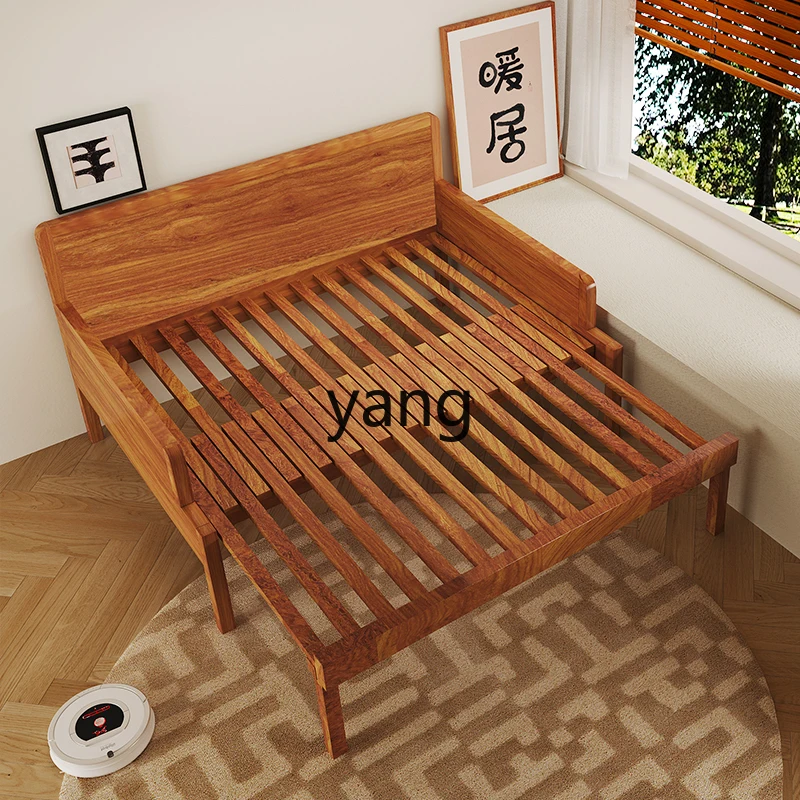 

LMM all solid wood sofa bed Nordic retractable folding small apartment multi-functional dual-purpose pull-out bed