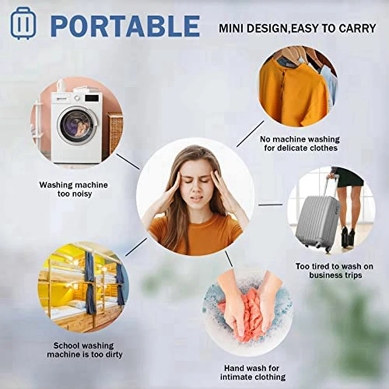 Mini Portable Spin ABS Washing Machine USB Turbo Washer For Home, Business, Travel, College, RV, Apartment - White