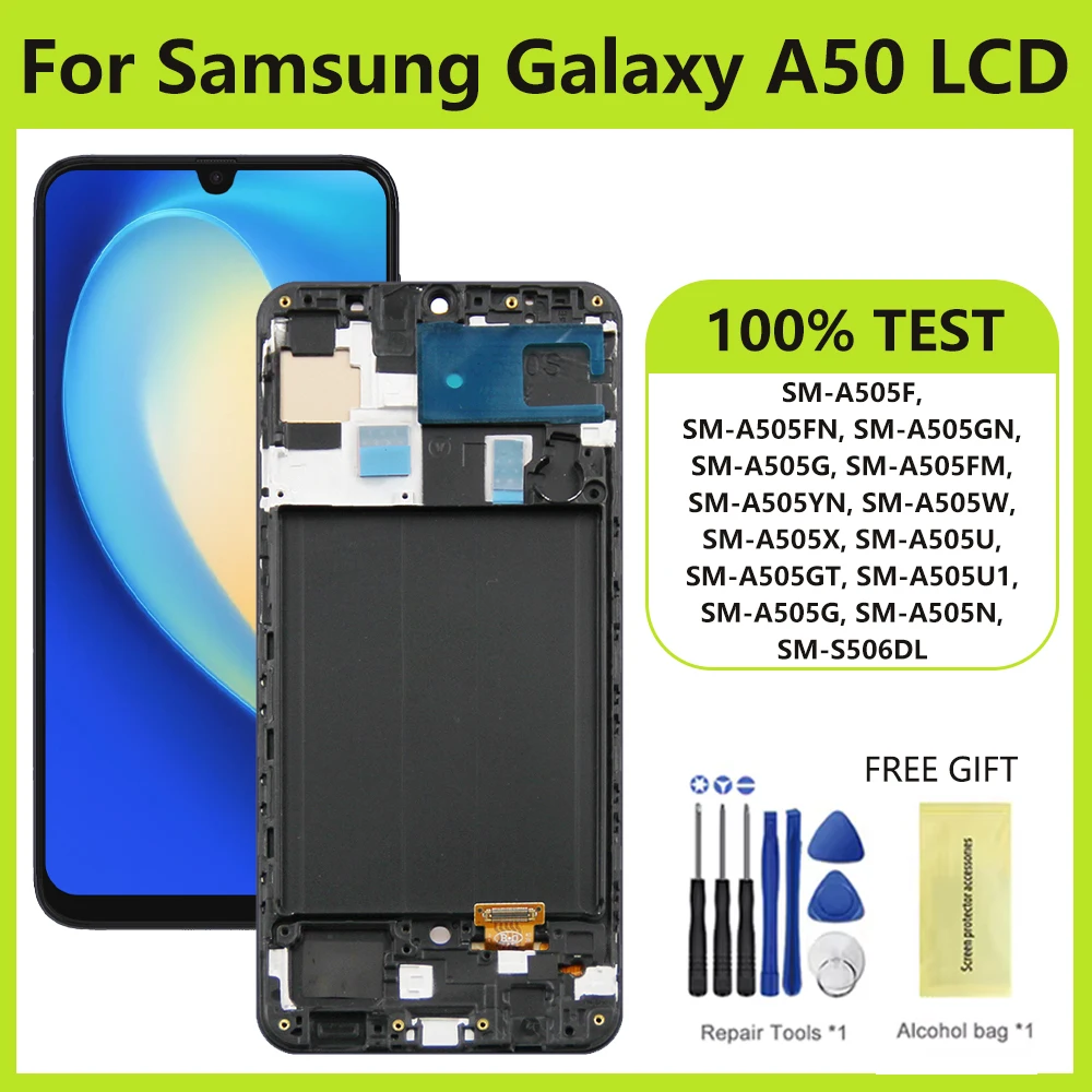 6.4\'\' Screen For Samsung A50 A505F LCD Display Touch Screen Digitizer Assembly For samsung A50 A505FN A505GN SM-A505G LCD