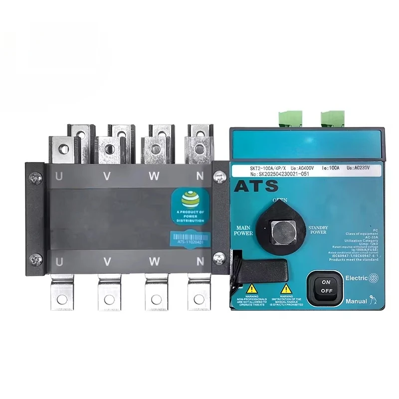 ATS 100A 4 Pole Automatic Transfer Switch Three Phase Dual Power Controller for Generator Spare Parts