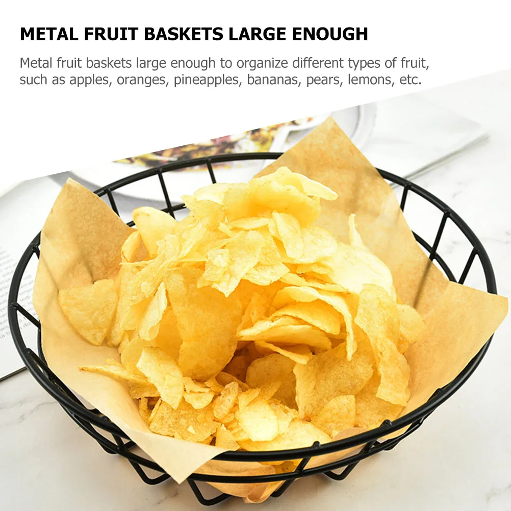 

2pcs French Fries Basket Metal Bread Storage Hollow Iron Restaurant Cafe Fruit Vegetable Cleaning Drainage Basket Small Size
