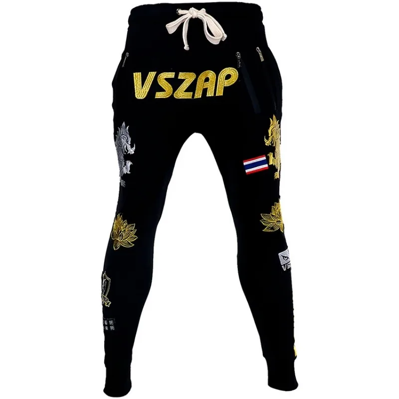 Vszap Muay Thai Fighting Trousers KIRIN Lotus Sweatpants Fitness MMA Sports Fight Embroidery Running