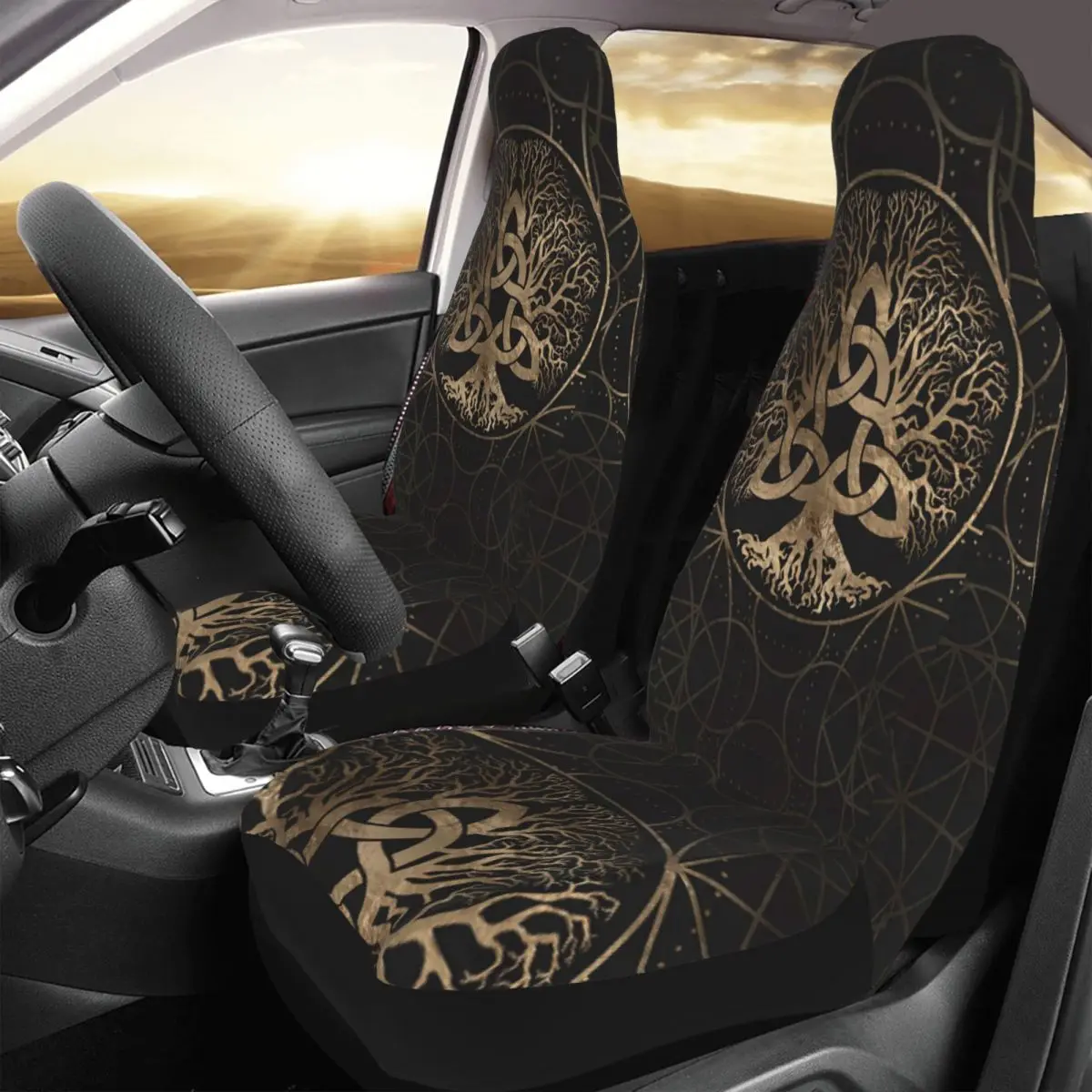 

Tree Of Life -Yggdrasil With Triquetra Car Seat Cover Custom Printing Universal Front Protector Accessories Cushion Set