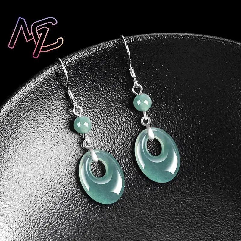 البورمية الجاديت حلقة أقراط منحوتة الأحجار الكريمة الحقيقية اليشم هدايا للنساء سحر 925 الفضة تميمة المجوهرات الطبيعية الطاقة الفاخرة