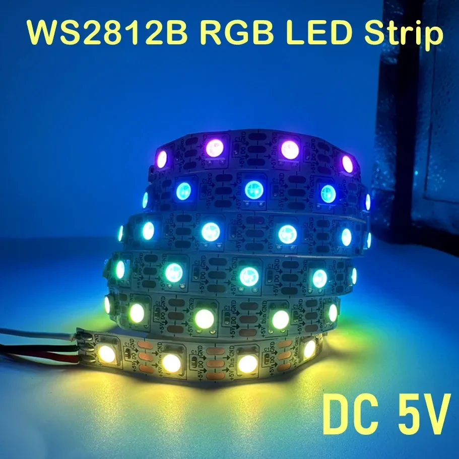 WS2812B Smart IC 5050 RGB LED Strip WS2812 Individually Addressable IC DC5V 30/60/144Pixels/LEDs/m IP30/IP65/IP67 RGB Tape Light