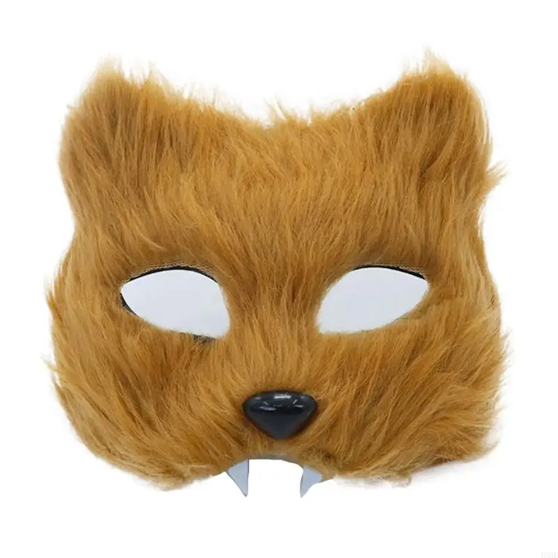 H58E Cats Face Mask with Teeth Light Weight Breathable to Wear for Men Women Masquerade Halloween Cosplay Costume Accessory