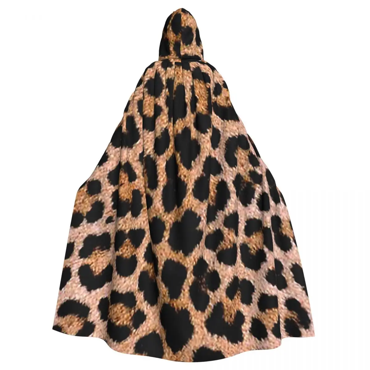 Cheetah Print Leopard Texture Print Long Hooded Cloak Witch Medieval Costume Cosplay Cape HalloweenVampire Adult Unisex