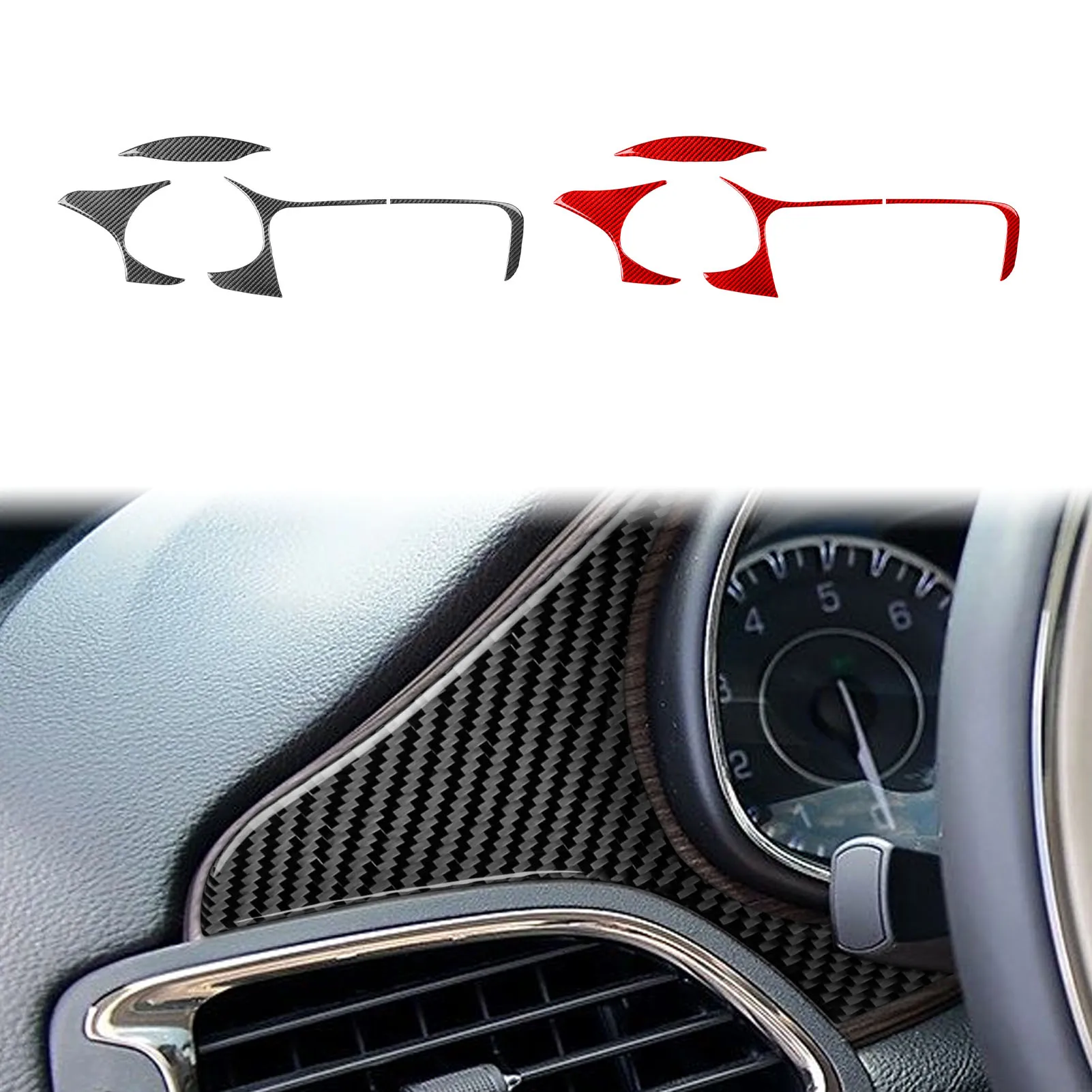 

Carbon Fiber Car Accessories Speedometer Outer Frame Decals Interior Cover Tirm Sticker Modification For Chrysler 200 2015—2017