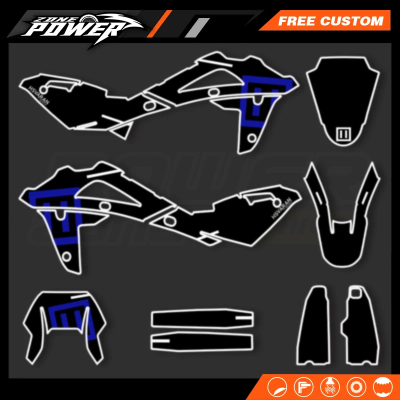 

Powerzone для Husqvarna TE250 2008 2009 2010 2011 2012 2013, индивидуальные командные мотоциклетные графические наклейки, наборы клейких наклеек