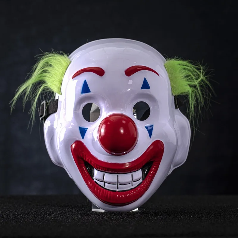 

Halloween joker green haired clown mask full face party horror halloween dc movie and television props plastic makeup