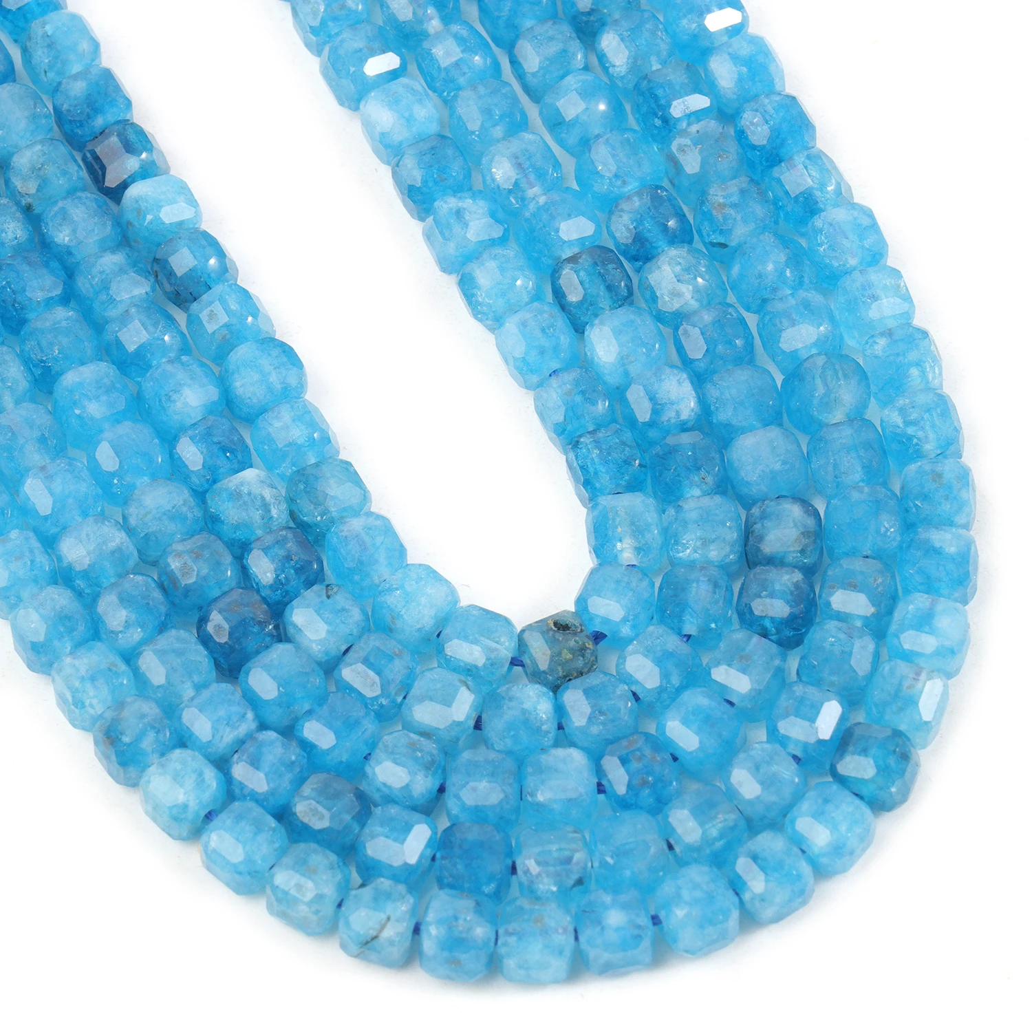 Natural Apatite Gems Beads Faceted 5mm Square Cube Shape Beads for Jewelry Making Diy Bracelet Necklace Beading Accessories