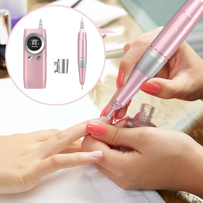 Professional Rechargeable 45000 RPM Electric Nail Drill,Portable Cordless Nail File Machine,Gel Nails Remove,Pedicure Polishing