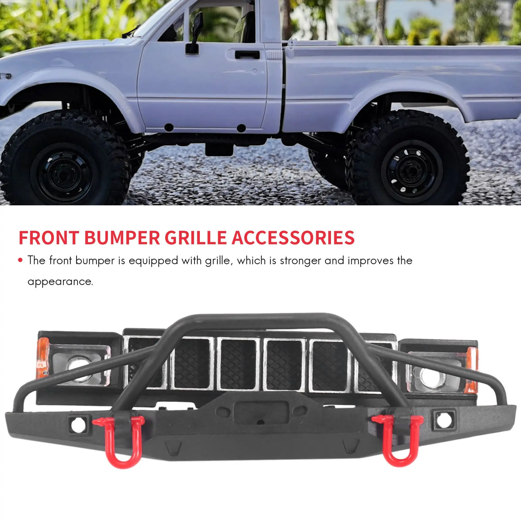 ABEZZ for WPL C14 C24 C24-1 1/16 RC Car Upgrade Parts Front Bumper Front Face Grating Spare Accessories