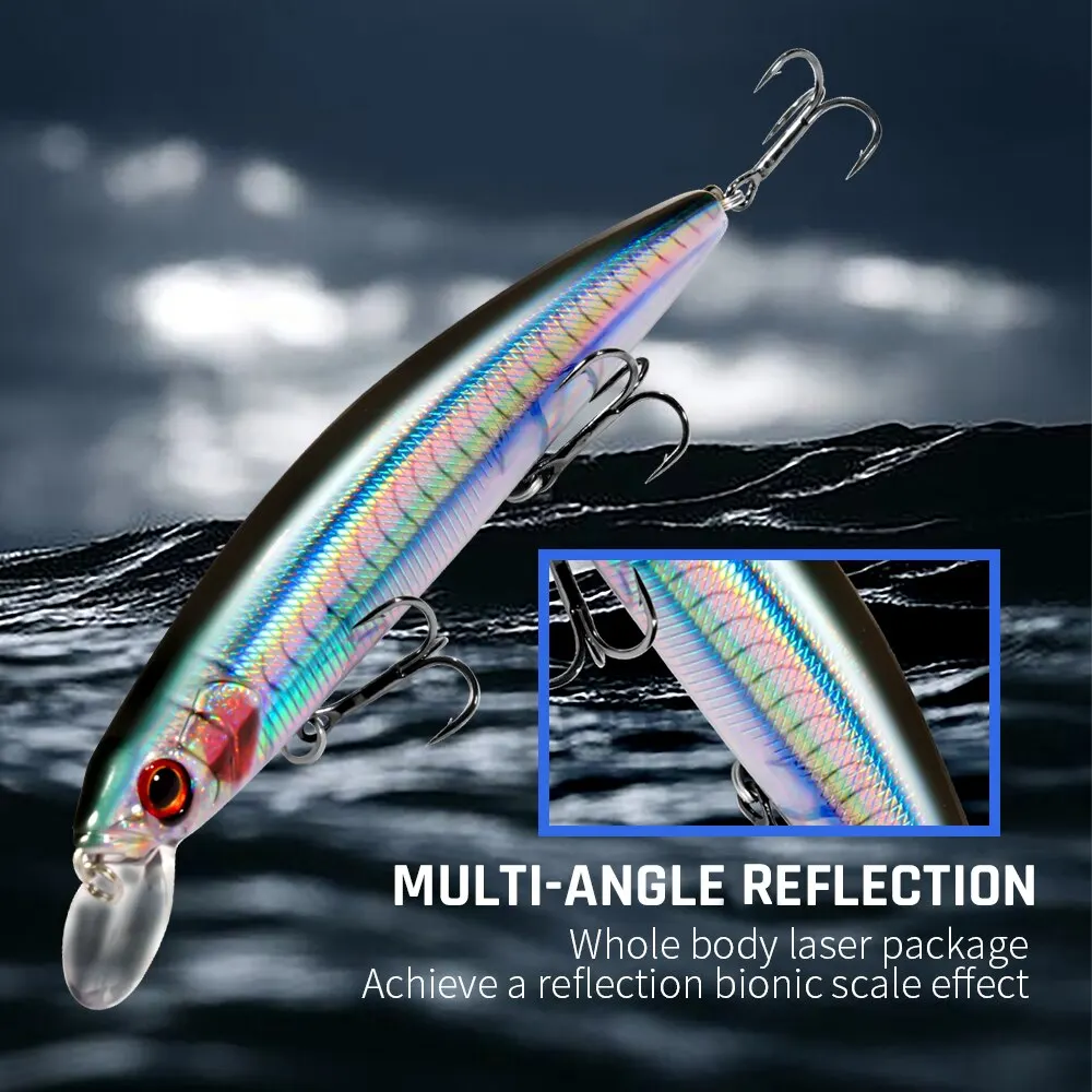 Top Water Weight System Suspension Minnow 14cm 24g Wobbler Pesca Sea Fishing Lure Strong Treble Hooks Silicone Bait Jerkbait