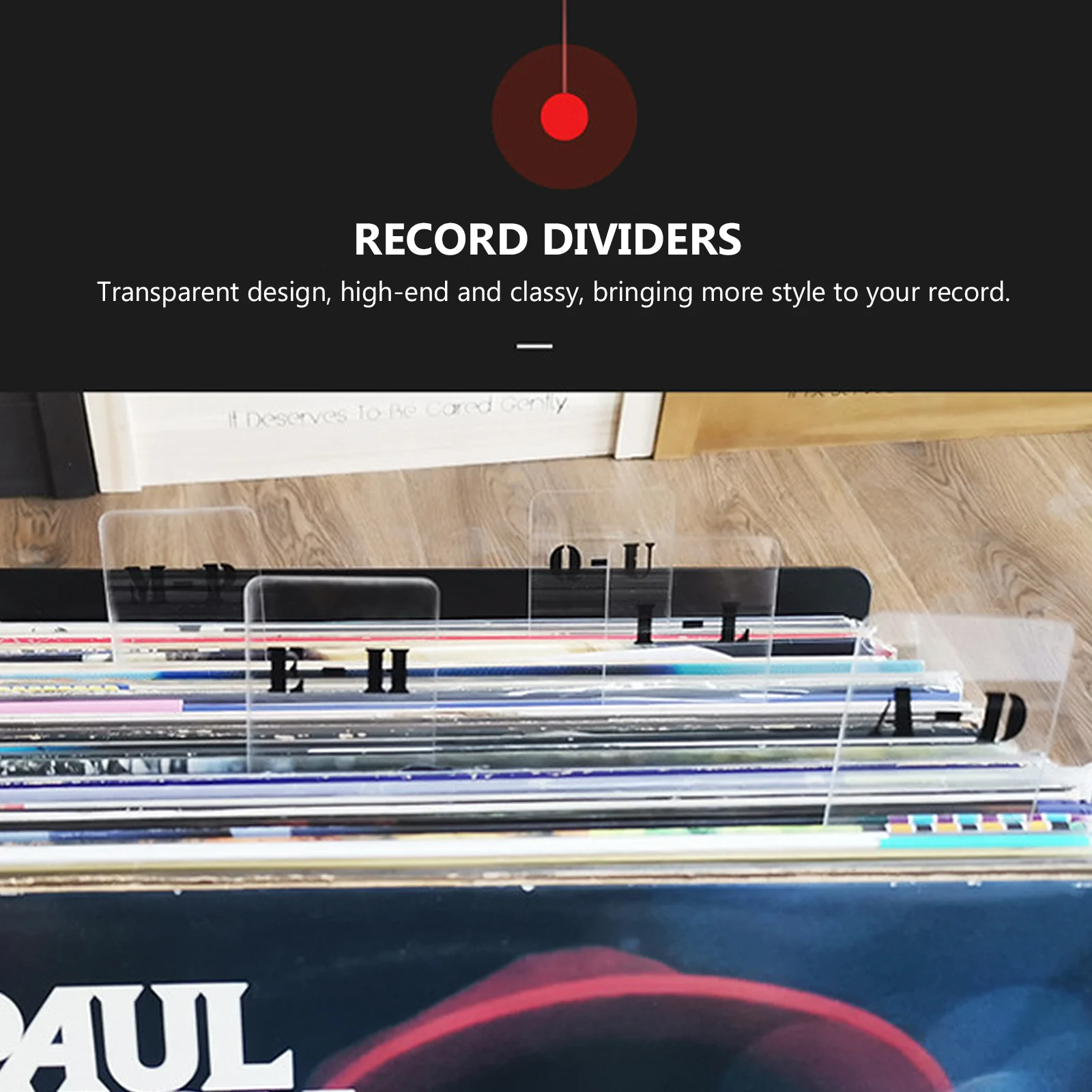 Acrílico Vertical Label Divisores, Record Sorting Card, Vinyl Records Organizer, Índice A-Z, 6 Pcs