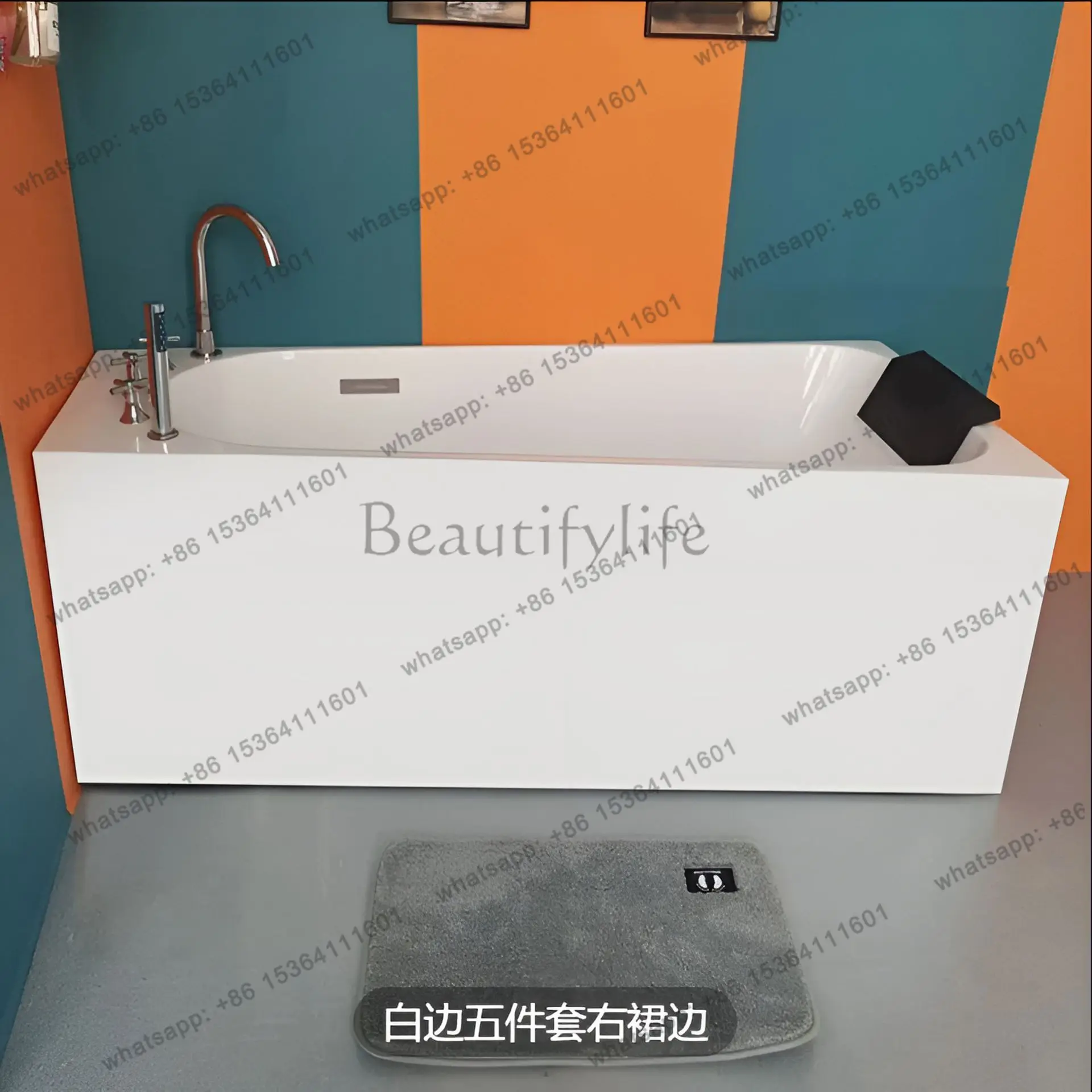 Double Seamless Acrylic Bathtub Integrated Color Bathtub Home Hotel Hotel Pink Small Apartment Home Adult