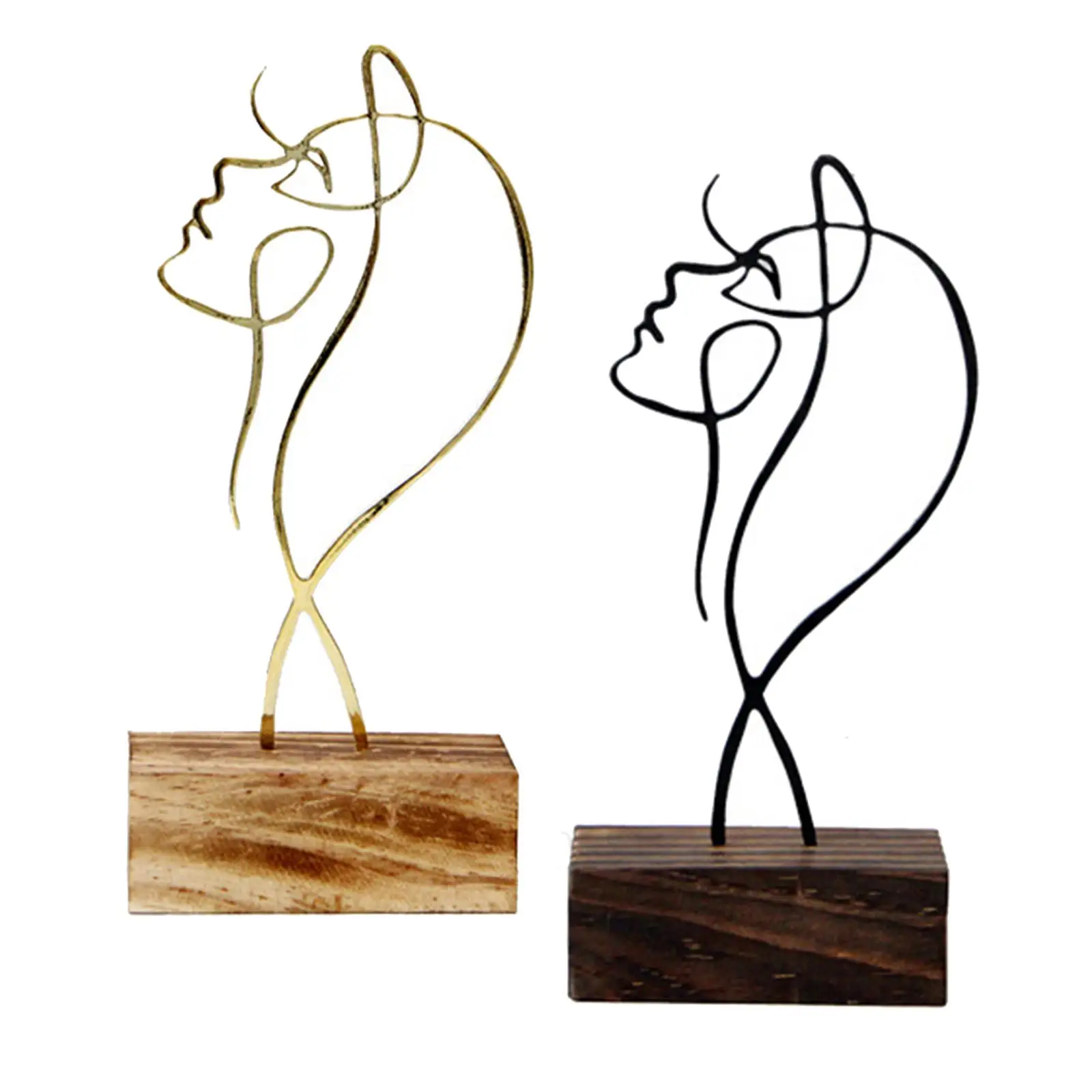 Creative Women Statues Human Sculpture Abstract Figurines Decors Birthday Gifts Wood Base for Farmhouse Bedroom Studio Bookshelf