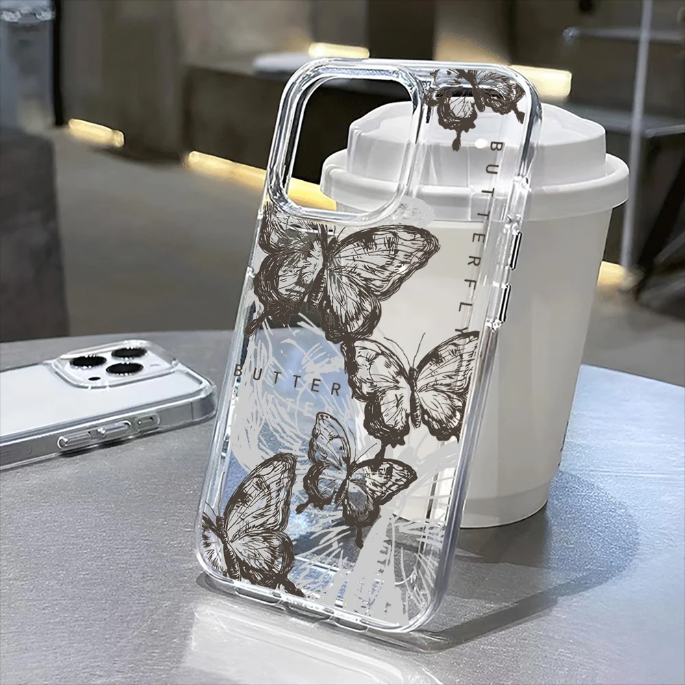 

butterfly pattern transparent phone case,suitable for iPhone 16, 16Pro, 16Pro Max, 16Plus to 11, 12, 13, 14, 15 series