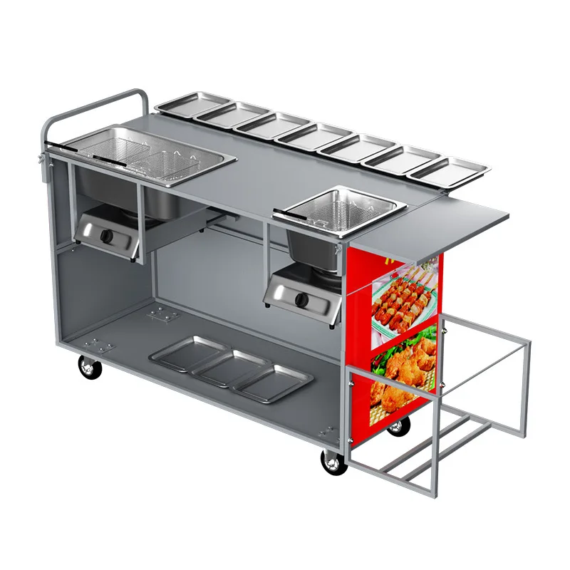 Commercial stall gas, frying equipment, Oden cooking machine, Malatang snack cart equipment mobile cart
