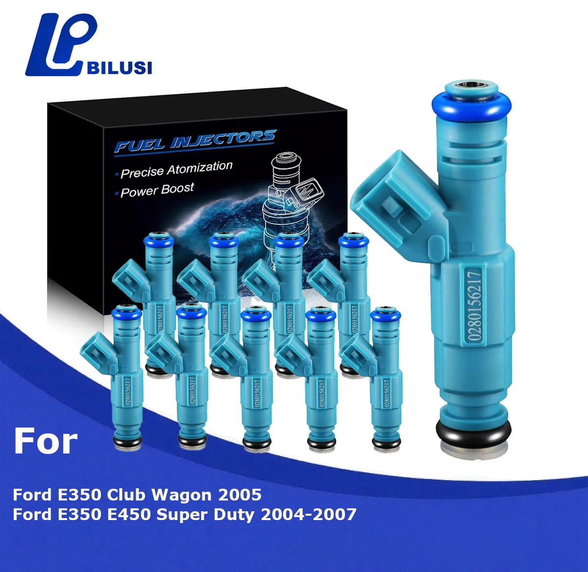 

Bilusi 0280156217 V10 6.8L Fuel Injectors Fits For:-Ford E350 E450 Super Duty 2004-2007 E350 Club Wagon 2005 FJ952 4C2Z9F593DA