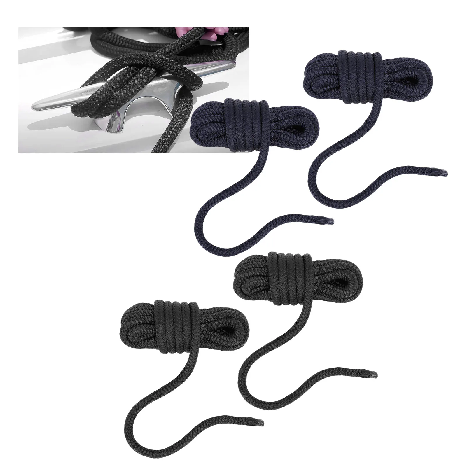 2PCS Boat Dock Lines High Strength Multifunctional Double Braided Nylon Boat Rope for Small Sailboats Floating Bridges Speedboat