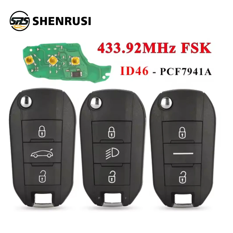 

YONSEN 433.92Mhz ID46-pcf7941 Car Remote Key 2/3 Buttons Fob For Peugeot 508 208 2008 301 308 5008 Citroen C-Elysee C4-Cactus