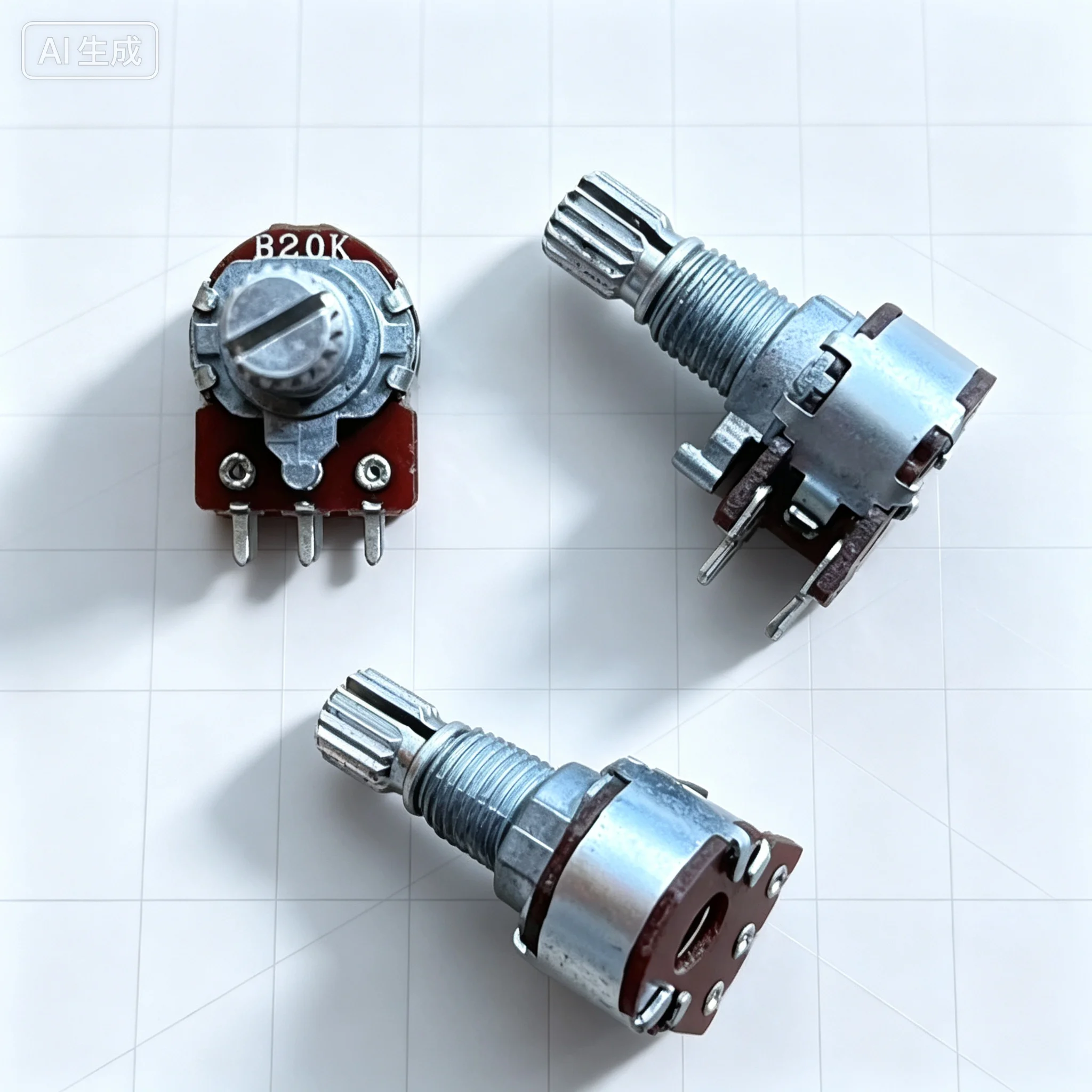 10pcs  12 Type Dual 6Pin Potentiometer B20K B50K B100K Amplifier Volume Knob Shaft 15MM