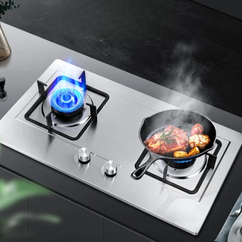 5.2KW Dual Fuel Gas Cooktop Stainless Steel Tabletop Embedded Rapid Heating Burner