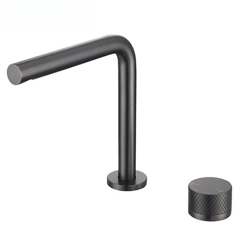 

All-copper double-hole washbasin faucet brushed gold rotatable washbasin faucet