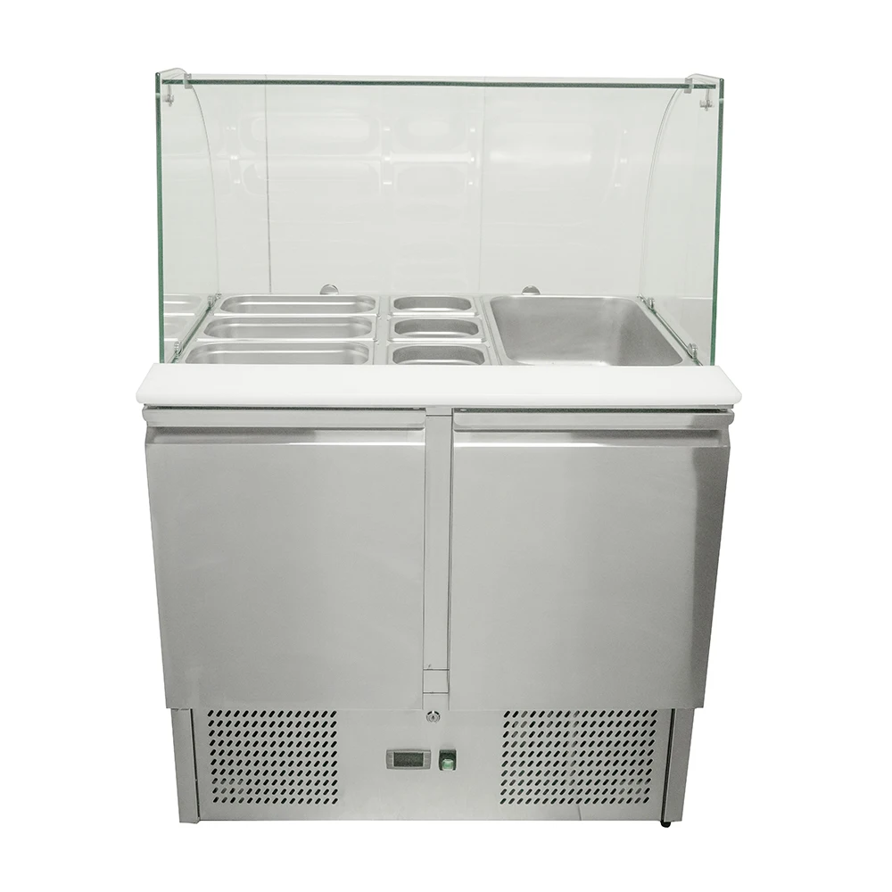 Pizza prep-table refrigerated chiller Double doors saladette table counter s/s304/201 for high quality level S900PZ