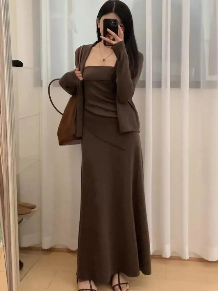 

Stylish Korean Spring Outfit Elegant Dress for Women Rich Girl Early Spring Fashionable Small Set Long Sleeve