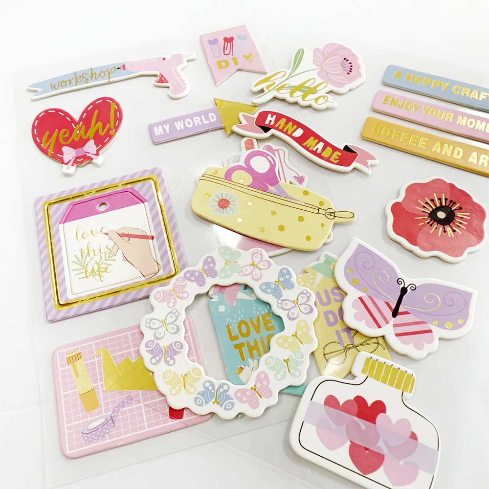 Percorso creativo adesivi in truciolare abbellimenti accessori artigianato per Scrapbooking Card Making Journal decorazione autoadesiva